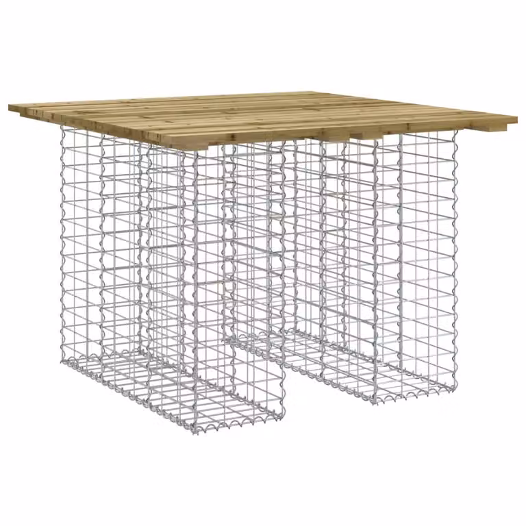 Tavolo da giardino in gabbione design 100x102x72 cm in legno di pino impregnato