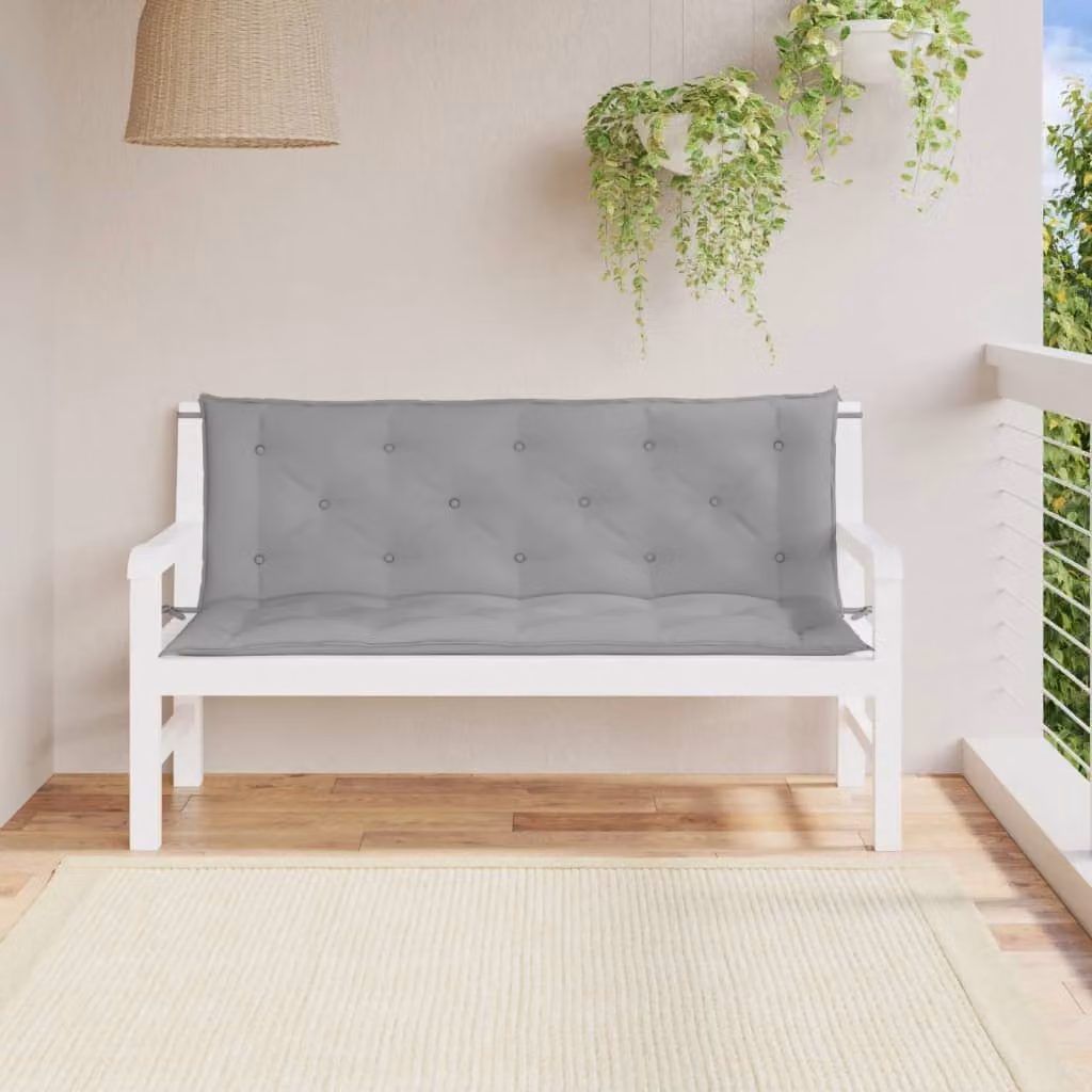Set di 2 cuscini per panca vidaXL grigi in tessuto Oxford impermeabile e traspirante L 150 cm x P 50 cm x H 7 cm
