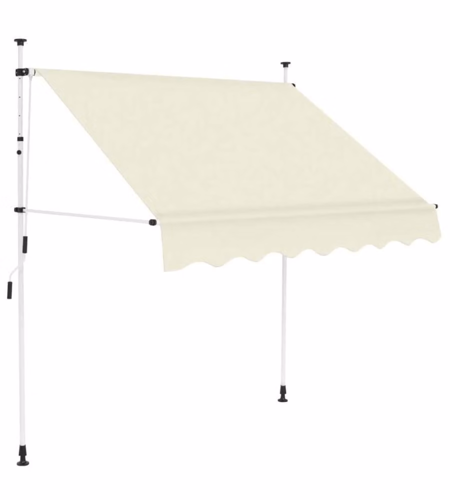vidaXL Tenda da Sole Retrattile Manuale con Bracci Pieghevoli in Acciaio e Tessuto in Poliestere, Beige, L: 300 cm, P: 200 cm – 2