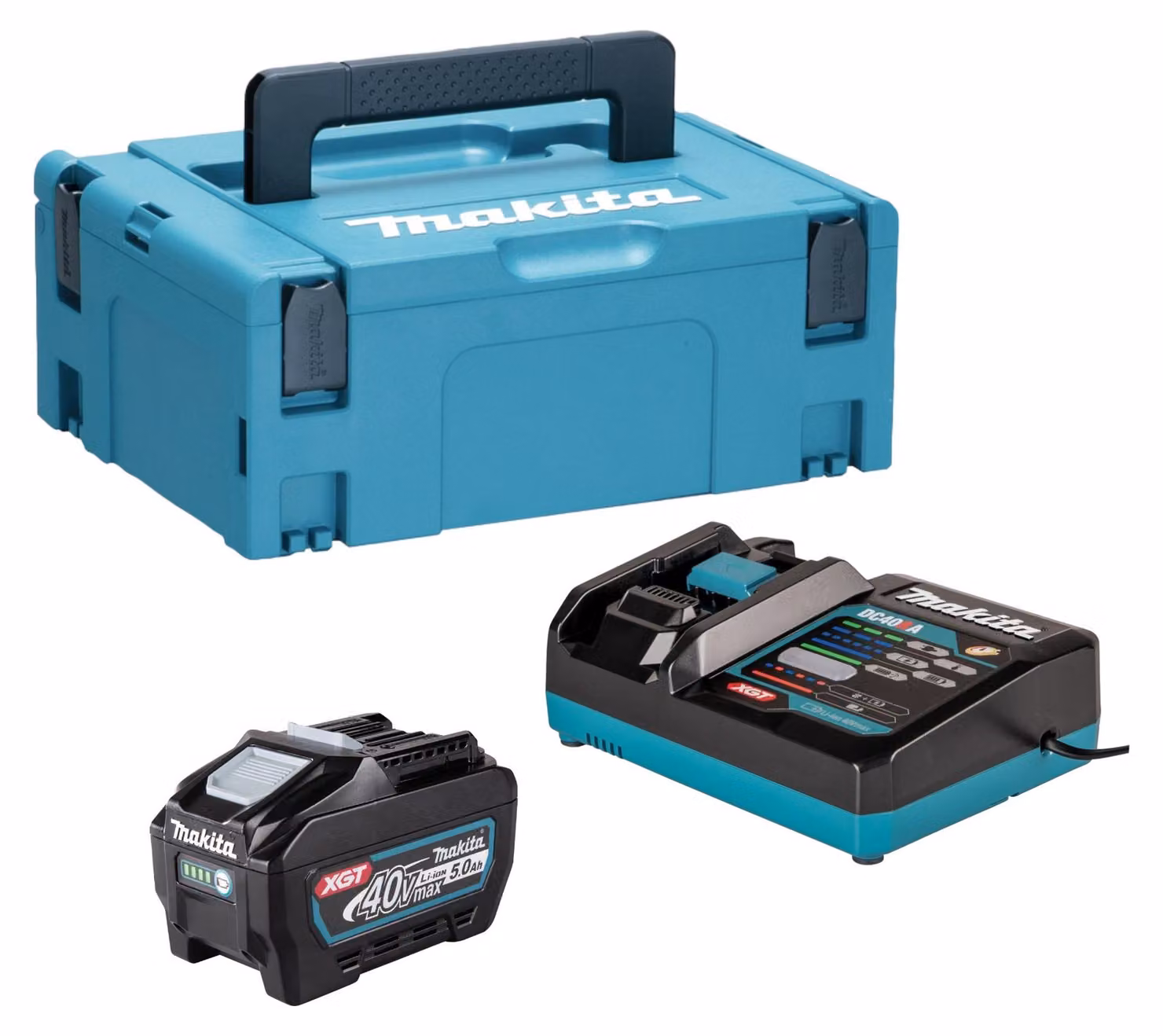 Kit di alimentazione Makita 1x batteria BL 4050 F 40 V max. 5,0 Ah XGT + caricatore DC 40 RA + Makpac