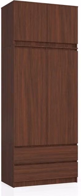 Armadio AKORD S90 con sopralzo Wengé 90 cm 2 ante 2 cassetti 90x51x234 cm