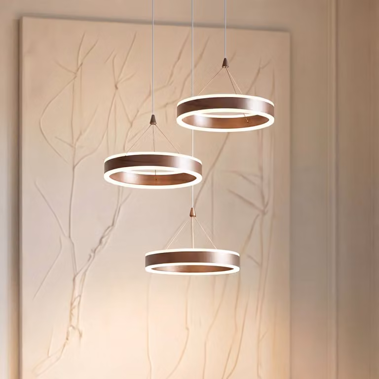 Lucande Lampada LED a sospensione Kolo, marrone, 3 luci, dimmerabile Kolo Lucande,, Marrone / Ruggine, Soggiorno / Sala da pranzo, Metallo, Moderno