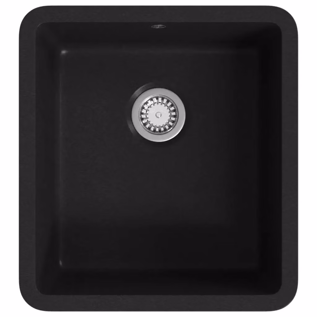 Lavello da cucina in granito vidaXL con vasca singola colore nero L/P/H: 46 x 42 x 31 cm – 2