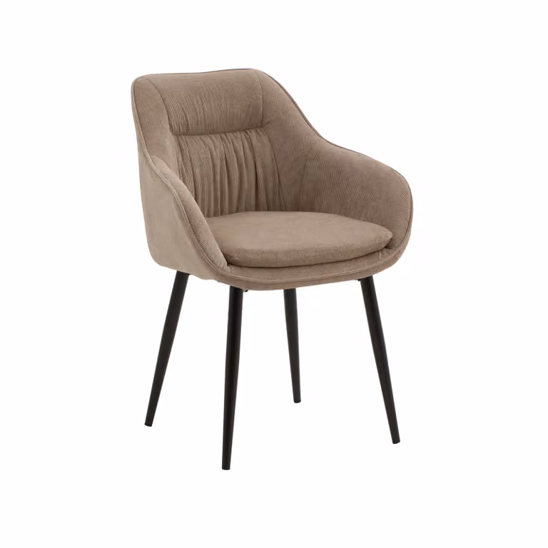 Set di poltroncine HAMMERSMITH in tessuto beige e gambe in metallo nero, con braccioli