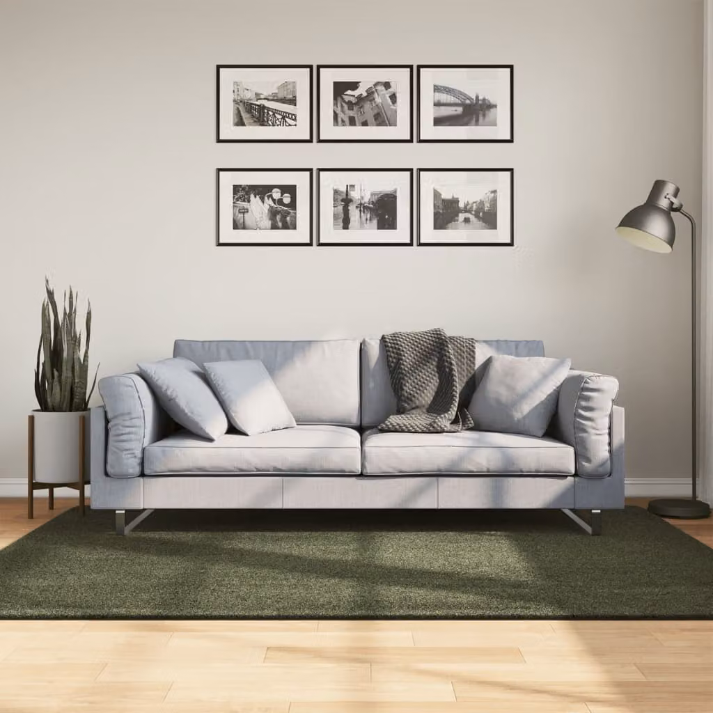 vidaXL Tappeto Pelo Corto HUARTE Verde Bosco, Lavabile e Antiscivolo, 200 x 140 cm