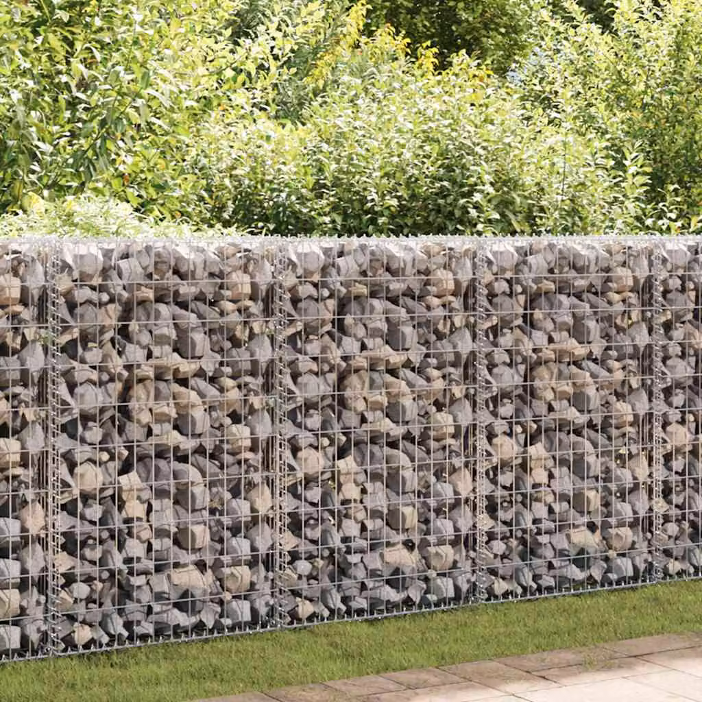 vidaXL Gabbione in Rete in Acciaio Zincato Grigio L 200 cm, P 50 cm, H 100 cm