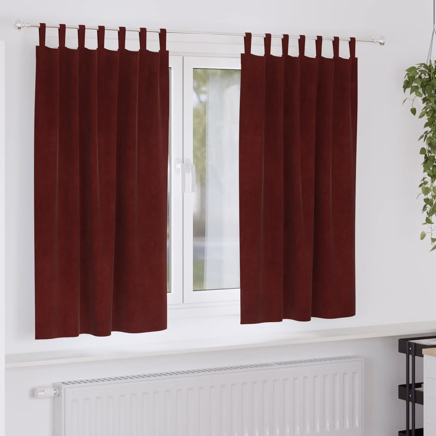 Set di 2 tende oscuranti vidaXL in velluto rosso, L: 140 cm x H: 175 cm