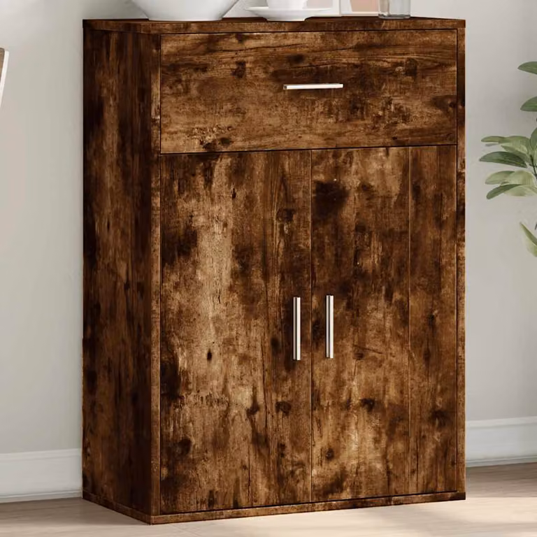 Credenza moderna vidaXL in legno multistrato color rovere fumo, L 60 cm x P 30 cm x H 84 cm