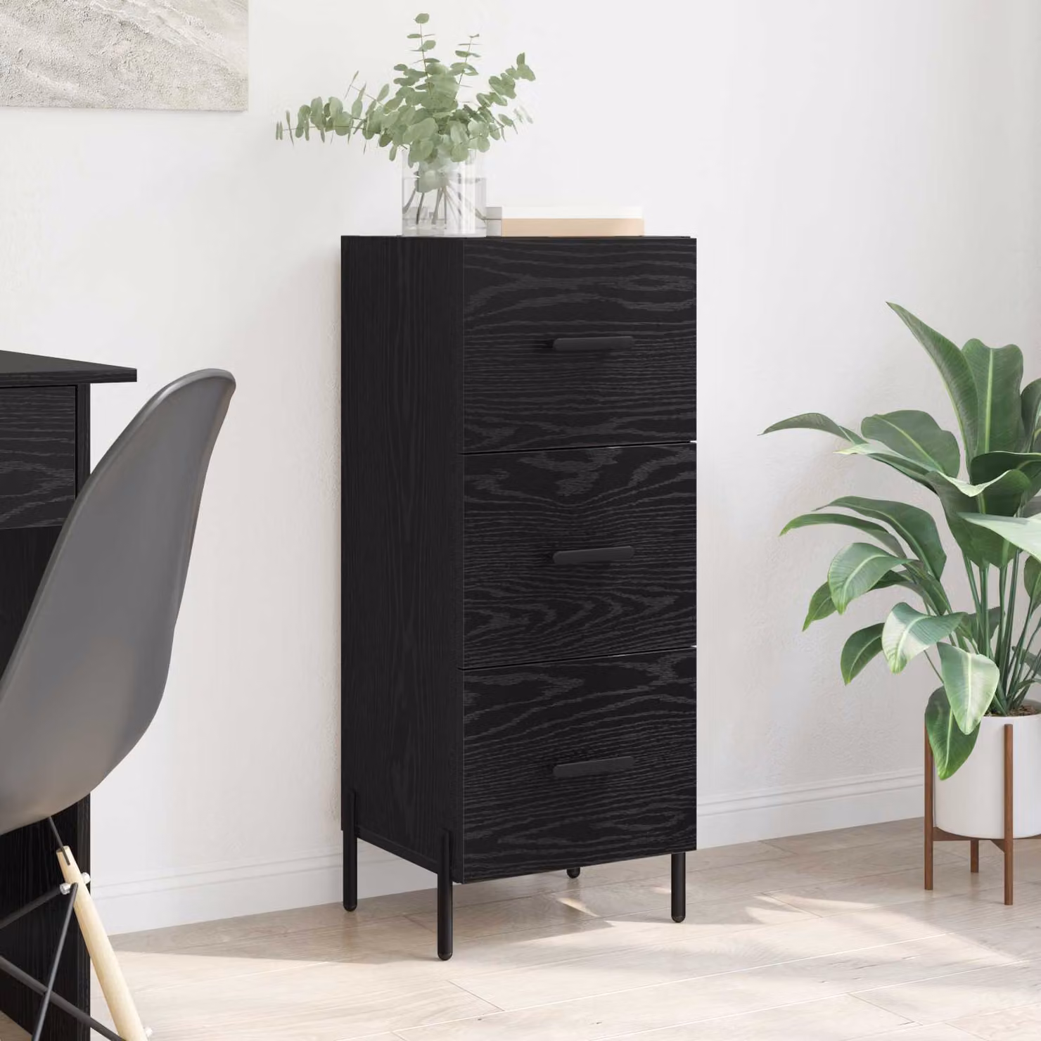 Credenza moderna vidaXL in legno MDF nero L 34 cm x P 34 cm x H 90 cm