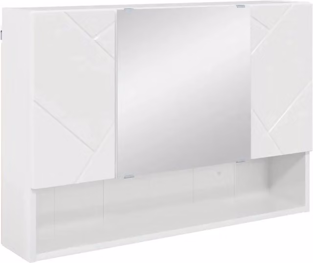Armadietto a specchio moderno elegante archiviazione bagno 80 x 17 x 55 cm in legno ingegnerizzato bianco lucido 02_0052861