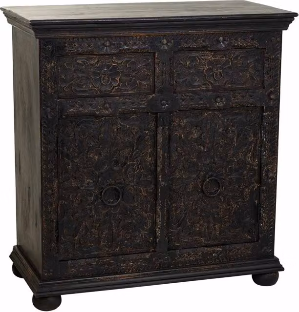Credenza Wanderlust Deco in legno nero opaco L: 90 cm, P: 40 cm, H: 90 cm – 1