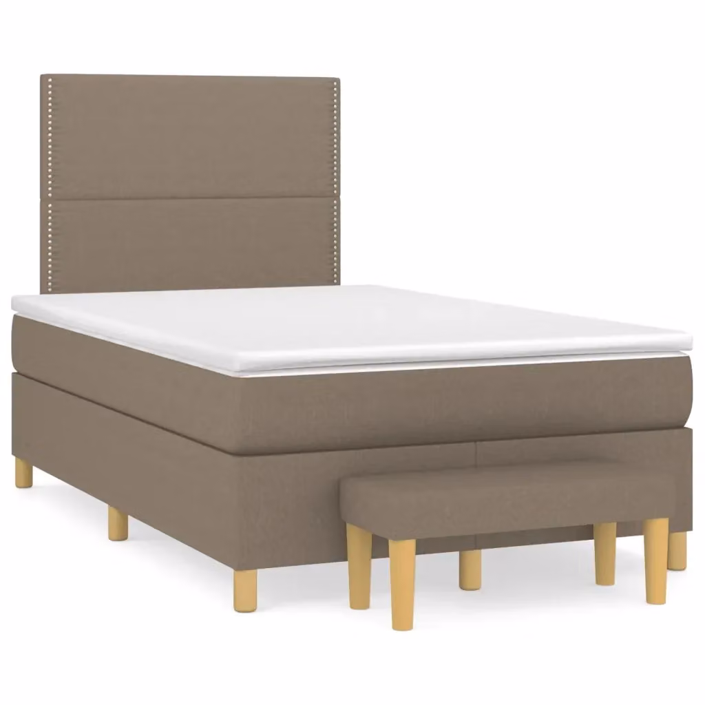vidaXL Giroletto a Molle Ibrido con Materasso in Tessuto Beige e Bianco L/P: 120 x 200 cm – 2
