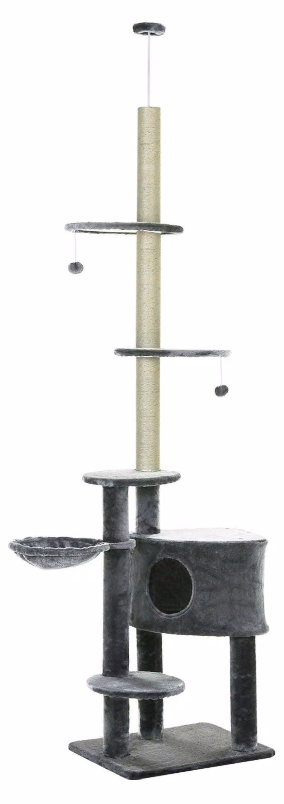 Torre per gatti con tiragraffi | Colore: Grigio | Dimensioni: 17,71 x 21,65 x 94,48 cm