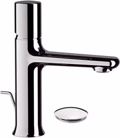 Miscelatore lavabo monocomando Daniel Rubinetterie serie Fusion in colore argento con scarico pop-up