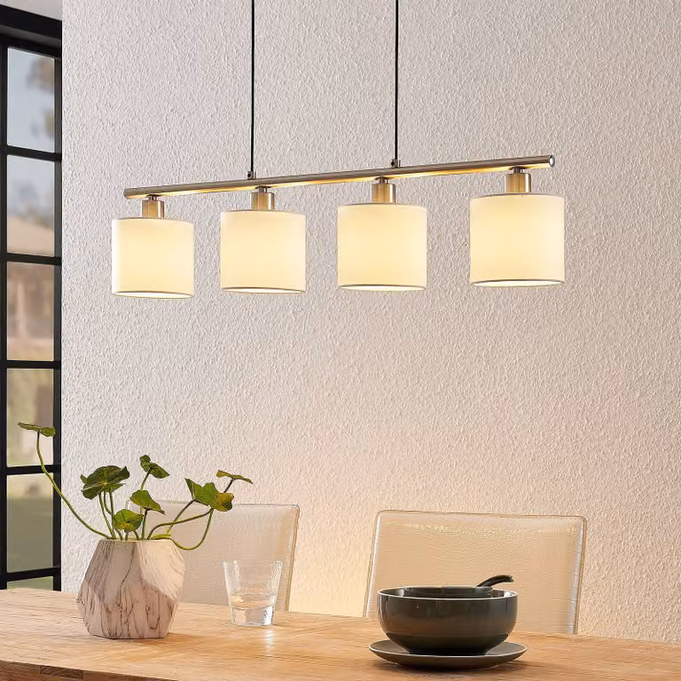Lampada a sospensione Stannis Lindby, dimmerabile, Bianco / Opale, Soggiorno / Sala da pranzo, Metallo, Moderno, Lampada a sospensione