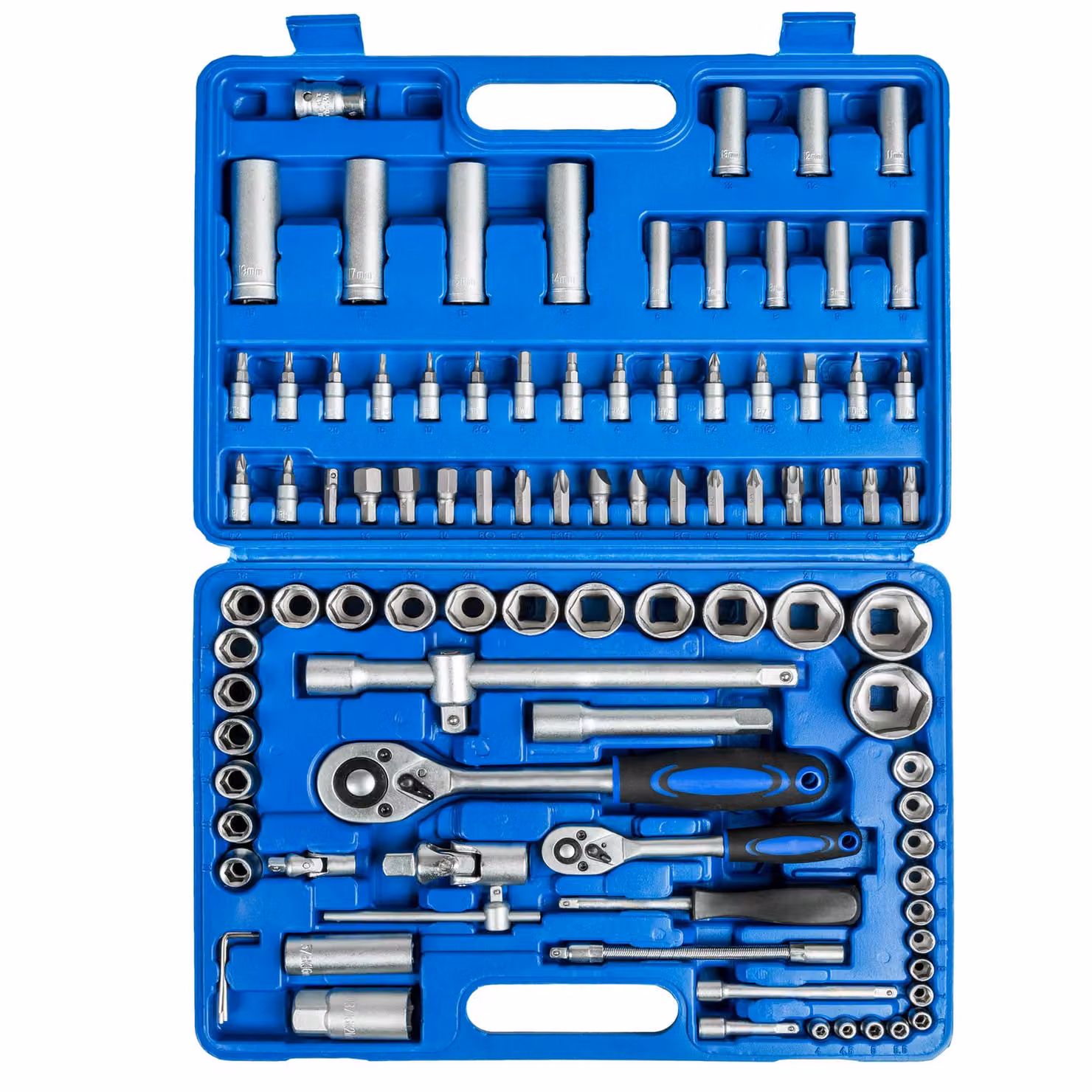 Set di chiavi a cricchetto TecTake GmbH da 94 pezzi in acciaio al cromo vanadio, nero e blu