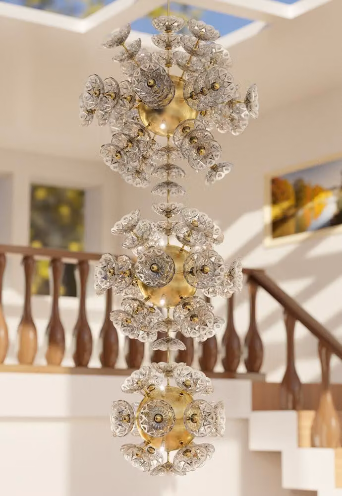 Decken Lampe Hänge Pendel Leuchte Luster Kronleuchter Elite Bohemia Flower