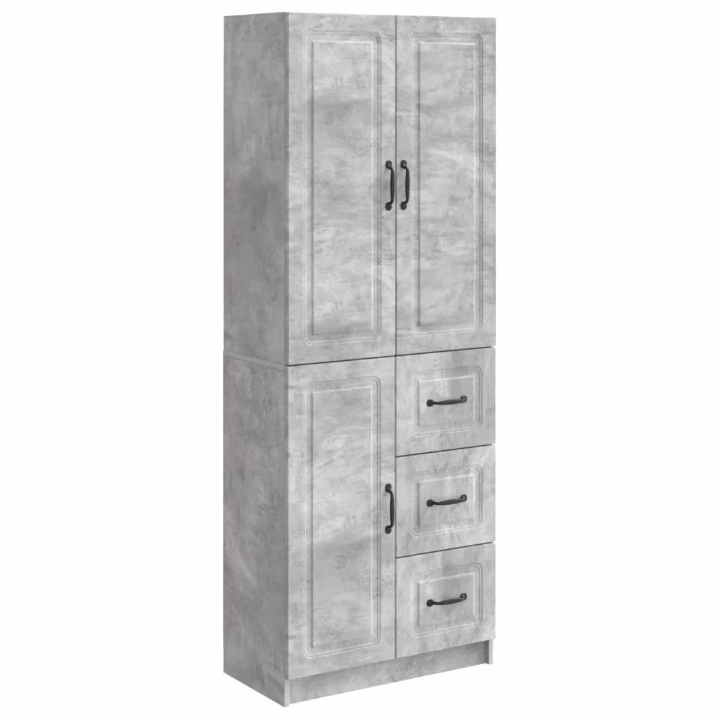 Set di 2 armadi moderni vidaXL in legno MDF grigio opaco con ante a battente e cassetti da appendere al muro – 2
