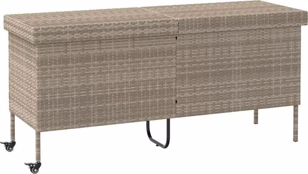 Contenitore da Giardino con Ruote Grigio Chiaro Polyrattan
