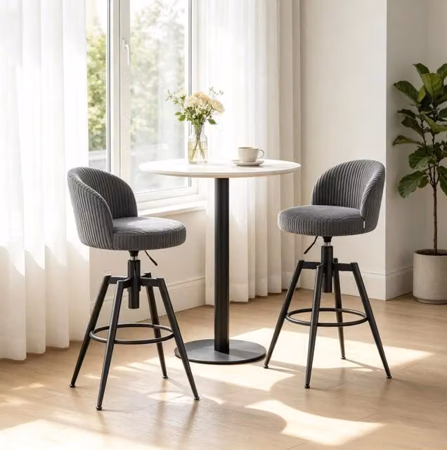 Set di 2 sgabelli da bar girevoli grigi in metallo 42x42x80-87,5 cm –