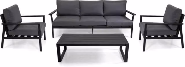Salotto da esterno Manhattan Vacchetti in alluminio antracite con 3 posti e cuscini inclusi