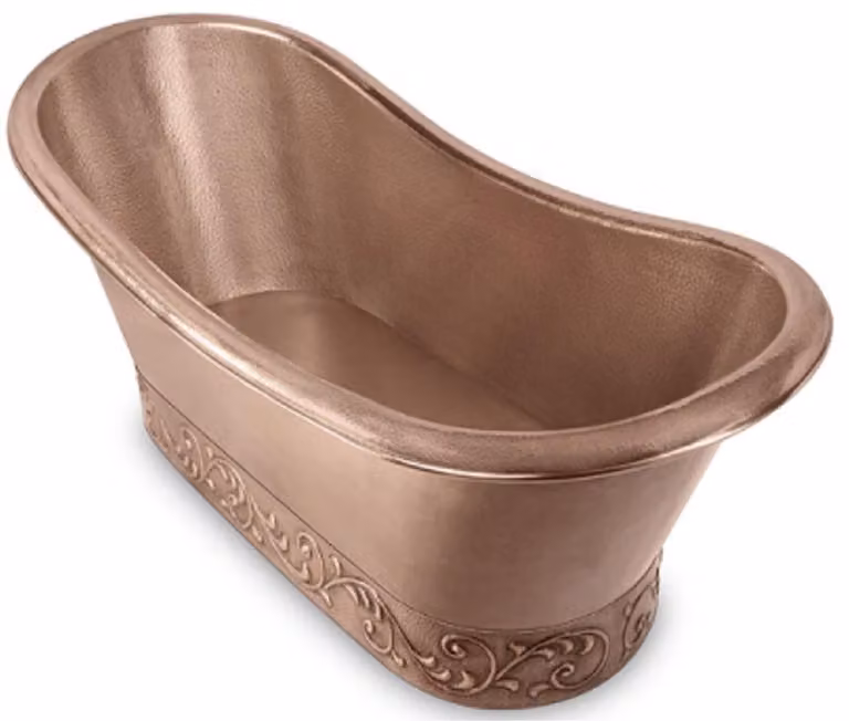 Casa Padrino vasca in rame Art Nouveau 177,8 x 76,2 x H. 71,1 cm - Vasca da bagno freestanding retrò - Arredo bagno rustico in rame