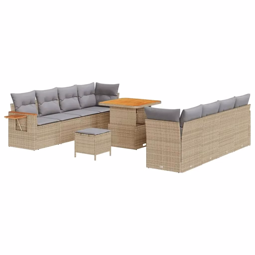 Set Divano da Giardino vidaXL 11 Posti a Forma di L con Cuscini Beige e Grigio Chiaro – 2