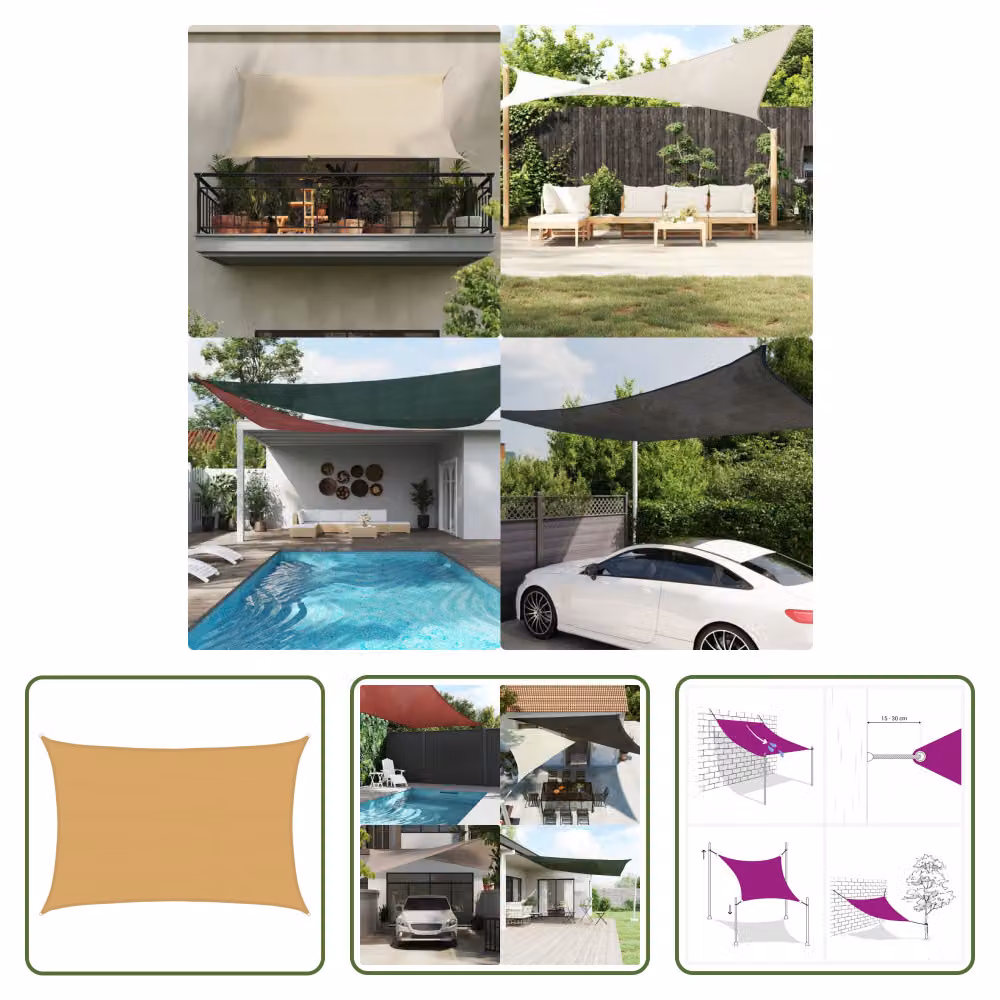 The Living Store Tenda da sole 160 g/m² Rettangolare Colore sabbia 5x6 m HDPE