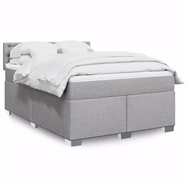 Letto Ibrido con Giroletto a Molle e Materasso vidaXL Grigio Chiaro e Bianco L/P: 140 x 190 cm