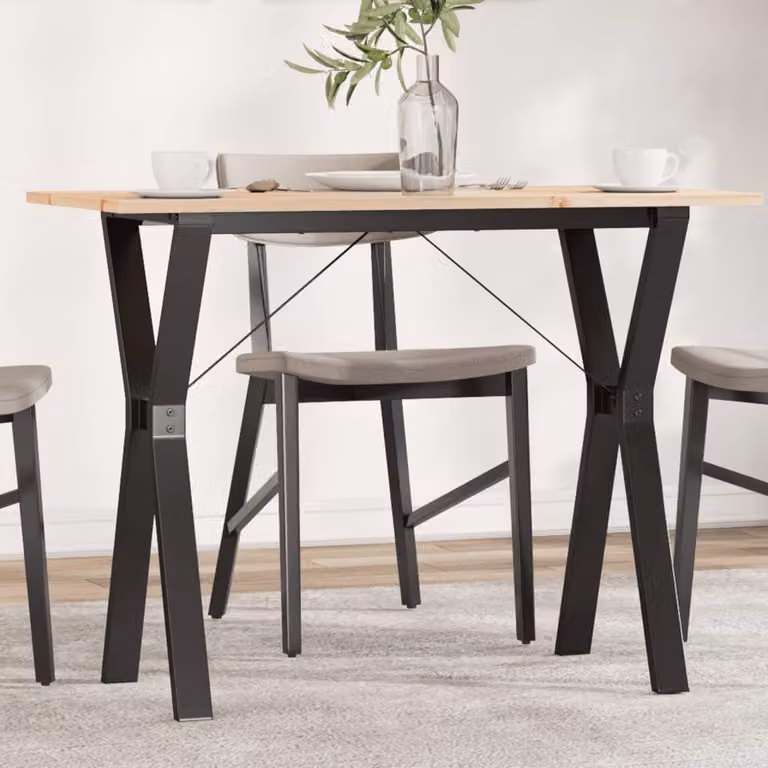 vidaXL Tavolo da Pranzo Rettangolare in Legno di Pino e Acciaio con Telaio a Y, Marrone, L 100 cm x P 50 cm x H 75 cm
