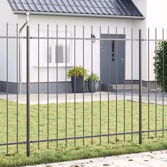 Recinzione per Giardino Videx in Acciaio Verniciato a Polvere Grigio L: 3,4 m, H: 2,0 m, 2 Pezzi – 1