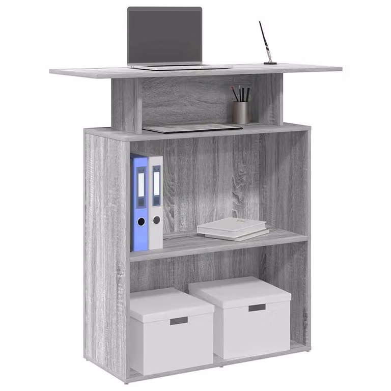 vidaXL Banco Reception Moderno Grigio in Legno Multistrato L/P/H: 100 x 40 x 104 cm
