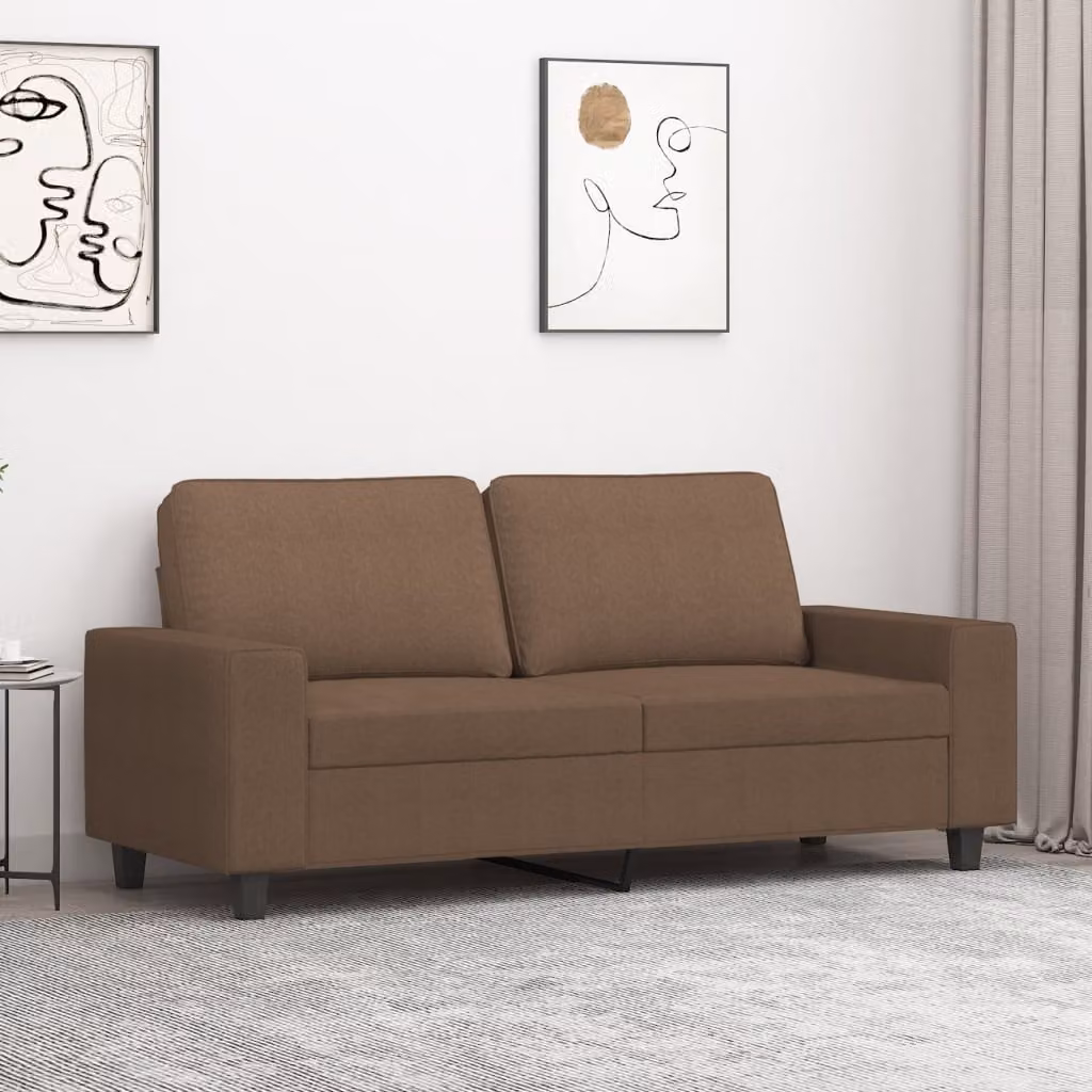vidaXL Divano Moderno a 2 Posti in Tessuto Marrone con Struttura in Metallo per Soggiorno L: 140 cm, P: 80 cm, H: 77 cm