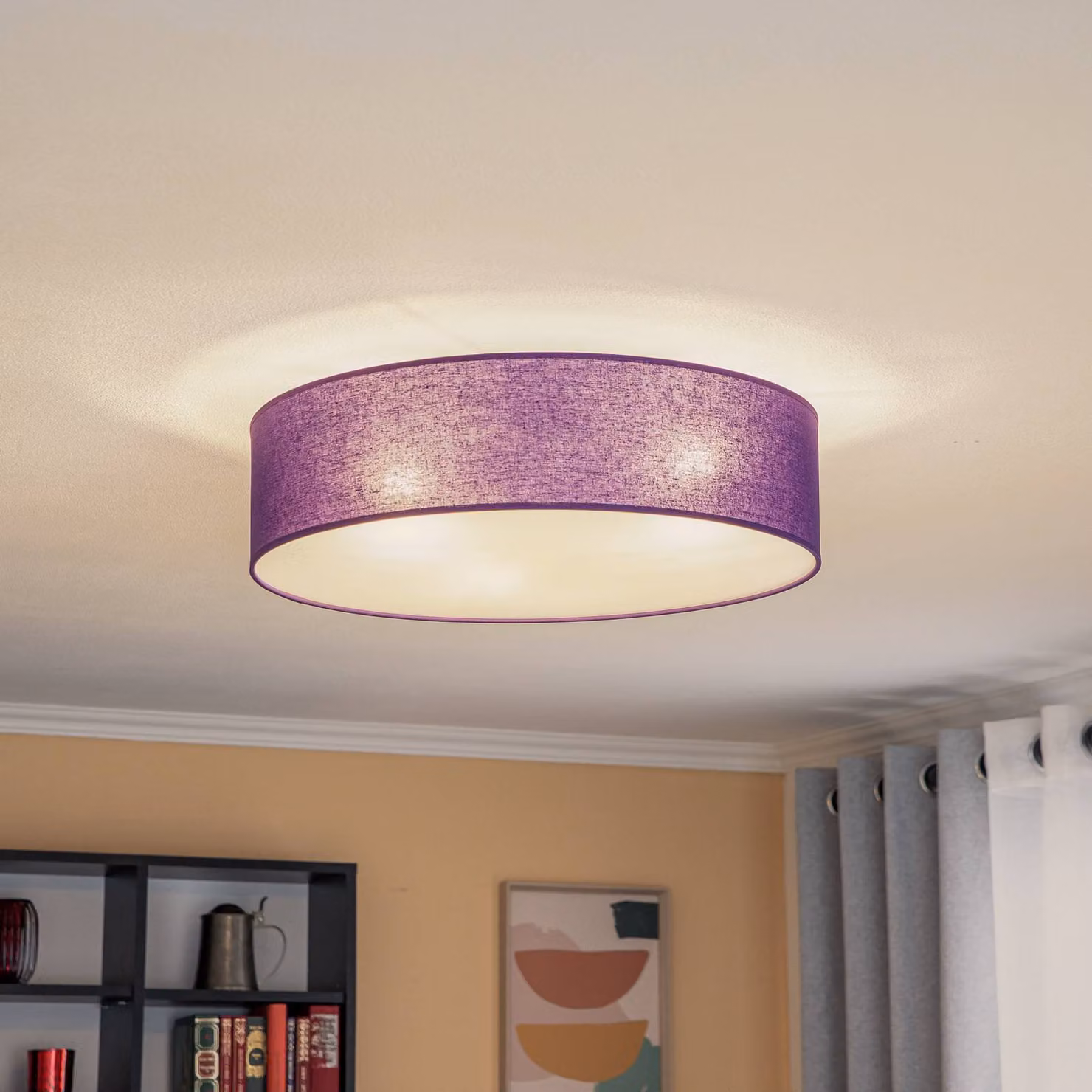 Plafoniera soffitto Roller Duolla, dimmerabile, Violetto / Fucsia / Rosa, Soggiorno / Sala da pranzo, Tessuto / Stoffa / Seta, Moderno, Plafoniera