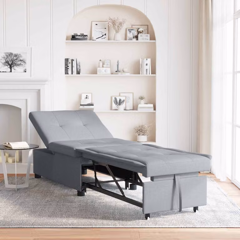 Divano Letto Estraibile vidaXL Grigio Chiaro in Tessuto L: 194 cm, P: 50 cm, H: 82 cm