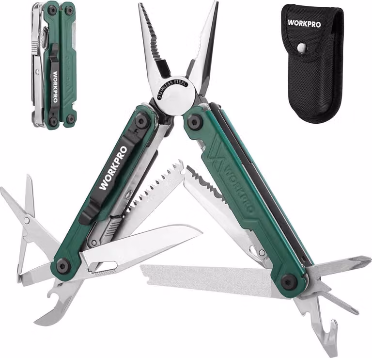 Strumento multiuso Pinze multifunzione in acciaio inox 18 in 1 Camping Repair Verde