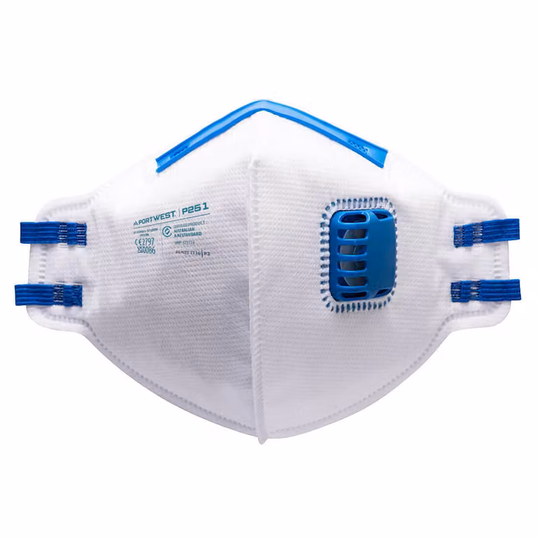 Portwest P251 FFP2 Maschera pieghevole per polveri sottili con valvola Bianco