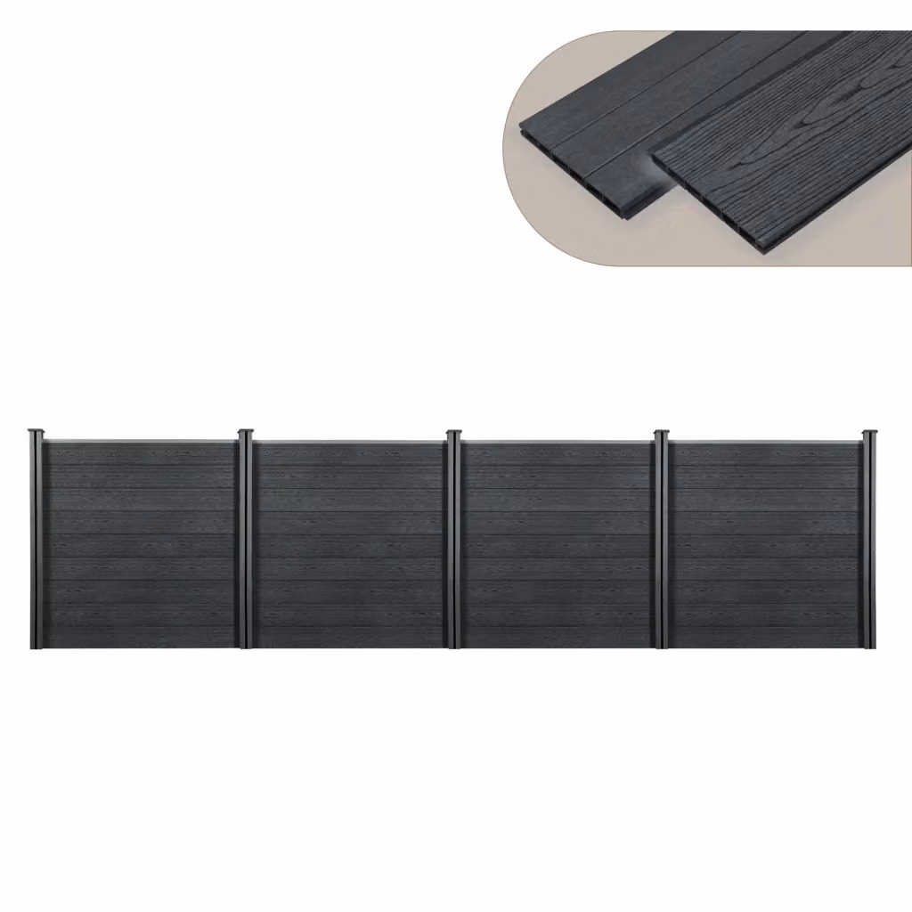 Recinzione frangivista in WPC NEU.HOLZ grigia, Altezza: 183 cm, Lunghezza: 705 cm – 2