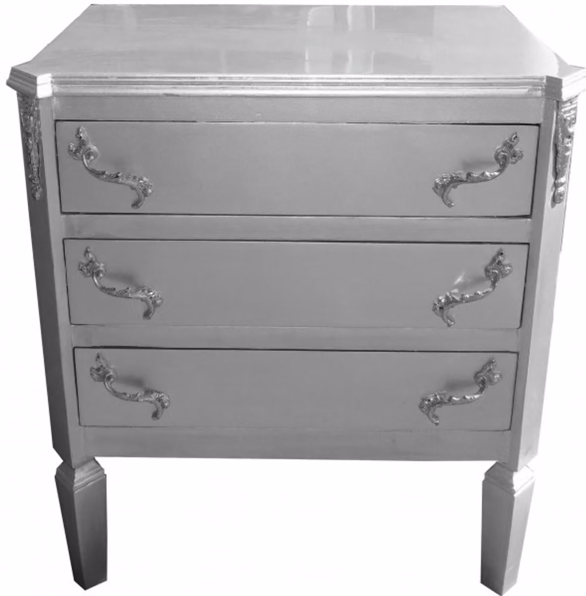Comò Casa Padrino Barock, colore argento, 60 x 39 x 69 cm - Mobile Art Déco realizzato a mano
