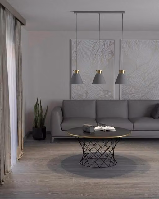 Lampadario a sospensione moderno Twicken Eglo in metallo oro e grigio con 3 portalampada E27