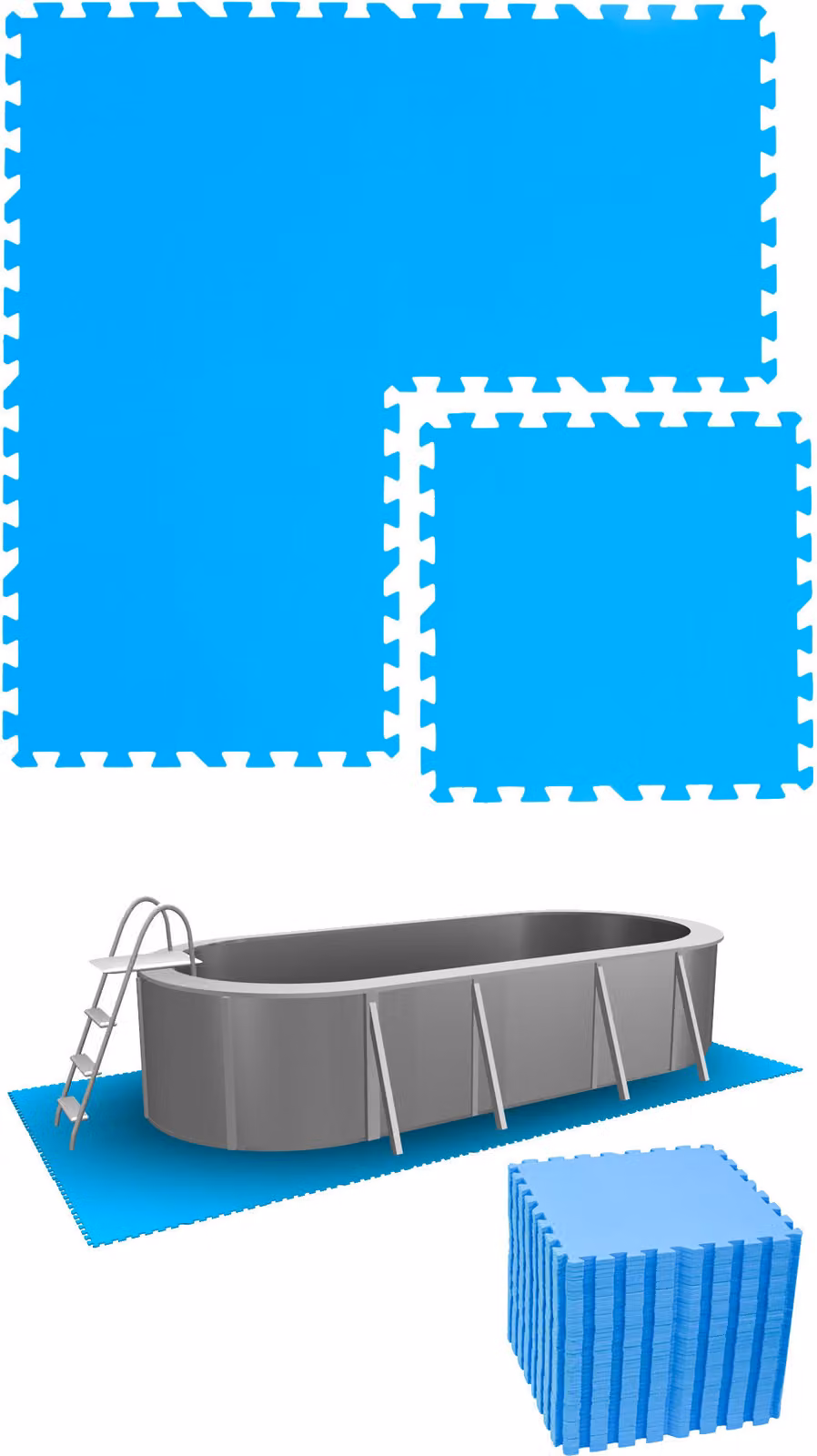 11 set di tappetini da piscina 50x50 cm blu