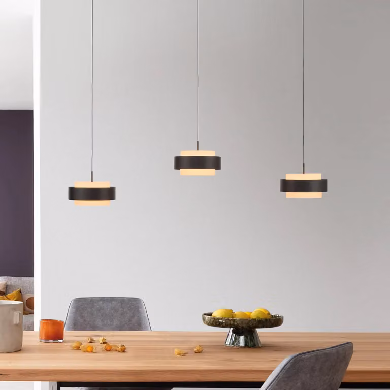 Schöner Wohnen SCHÖNER WOHNEN Lampada LED a sospensione 3 luci, nera, 3000 K Elmo, dimmerabile, Nero, Soggiorno / Sala da pranzo, Metallo, Moderno