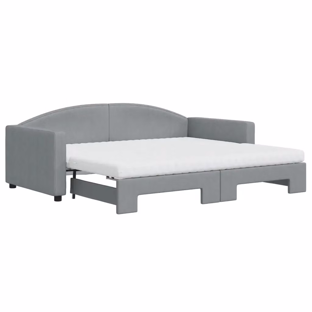 Divano Letto Estraibile vidaXL in Tessuto Grigio con Cassetto per Soggiorno e Camera da Letto L/P/H: 213 x 90 x 75 cm – 2