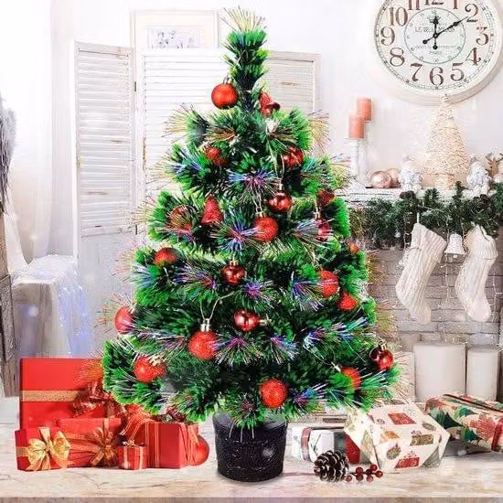 Albero di Natale artificiale – Albero di Natale artificiale con foglie verdi – Decorazioni per alberi di Natale artificiali – Accessori per alberi di Natale artificiali – Set di alberi di Natale artificiali