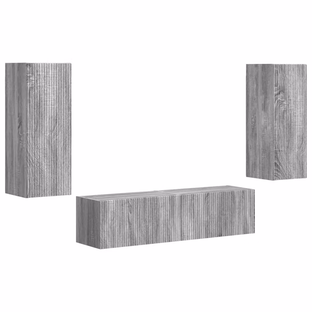 Set di 2 mobili TV moderni vidaXL in legno MDF Grigio per soggiorno – 2