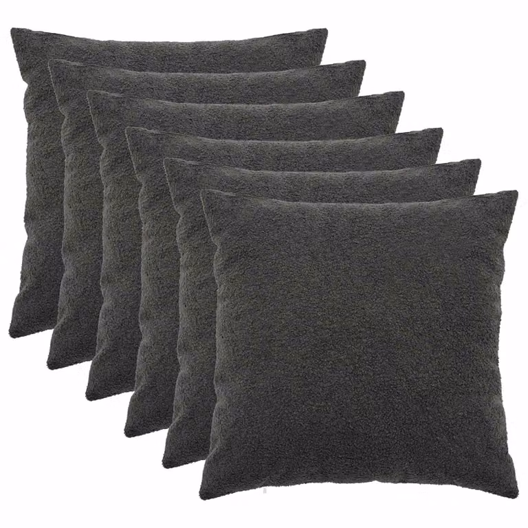 Set di 6 federe vidaXL HEERLEN in tessuto bouclé grigio scuro, L/P: 80 x 80 cm