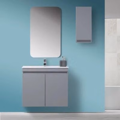 Mobile Sospeso da Bagno Moderno Grigio Opaco con 2 Ante Soft Close L: 80 cm, P: 37 cm, H: 69 cm