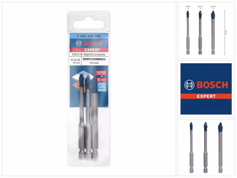 Bosch 2608900595 Bosch EXPERT HEX-9 HardCeramic Bohrer, 3tlg Set 5/6/8