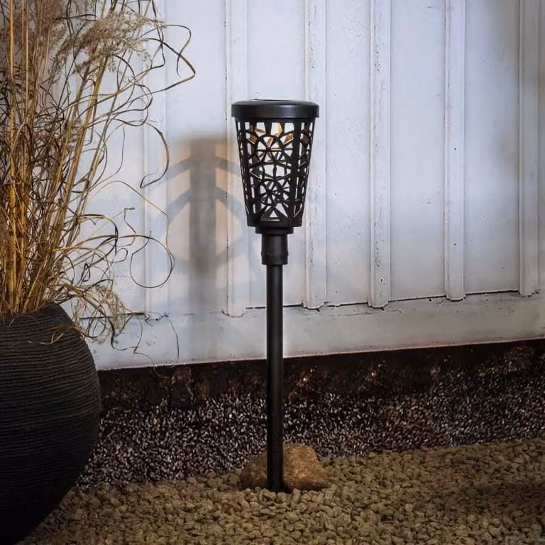 Luce solare LED per vialetti 'Sinnia' plastica, nero, LED bianco caldo