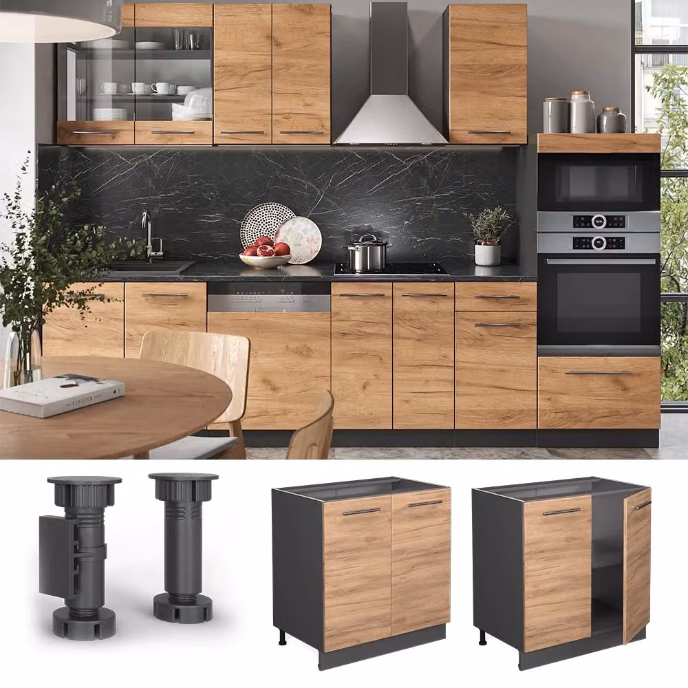 Mobiletto base cucina Vicco Fame-Line Rovere dorato e Antracite L: 80 cm – 2